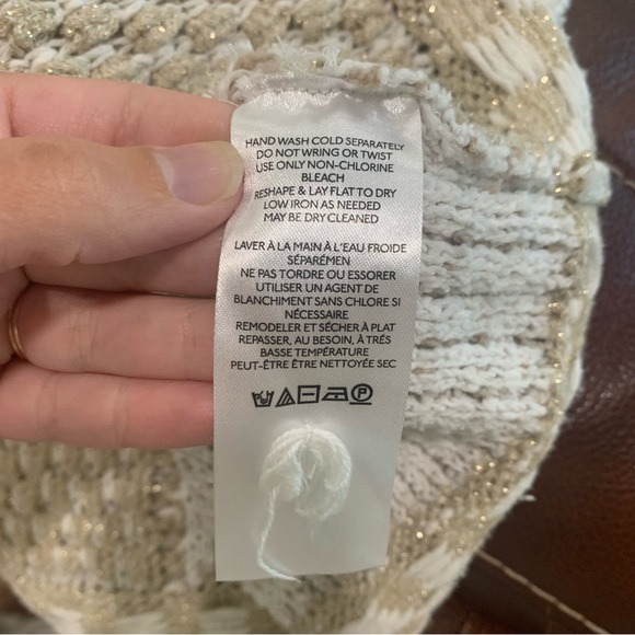 By Anthropologie Elliotte Lurex Sweater Tank Tie Strap Neutral Metallic Size XL - Picture 10 of 13